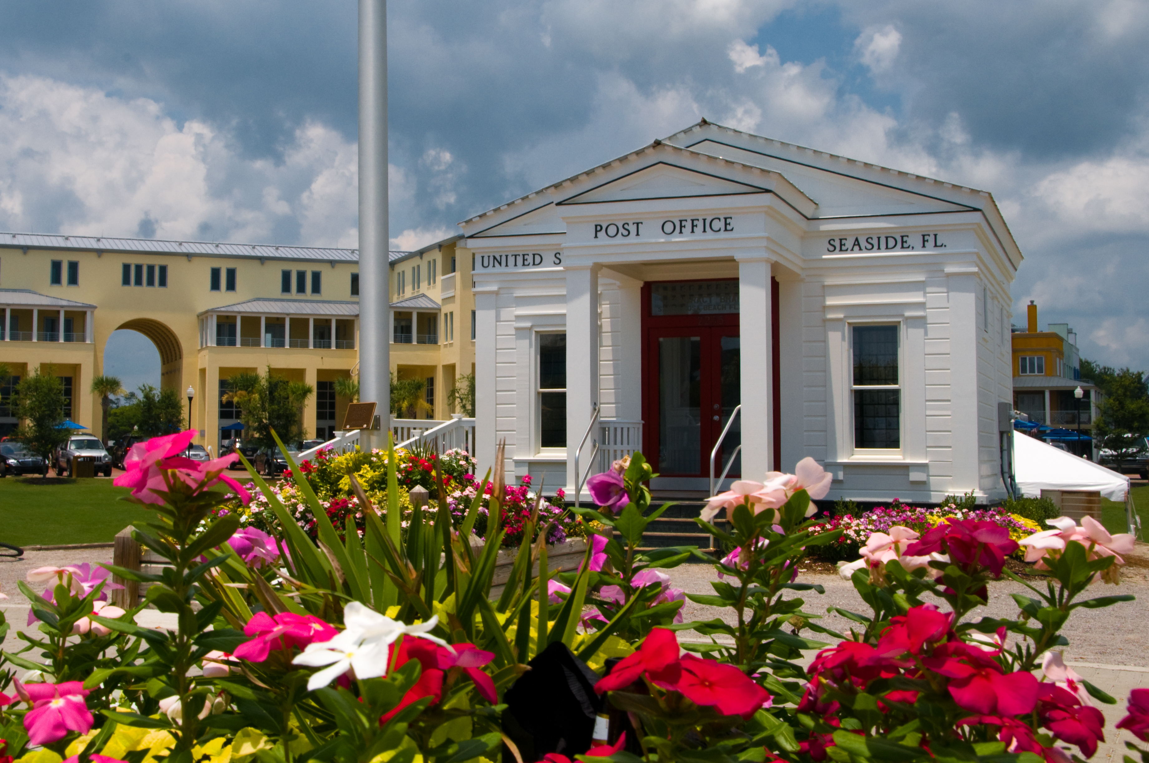 Small white post office building in Seaside, Florida